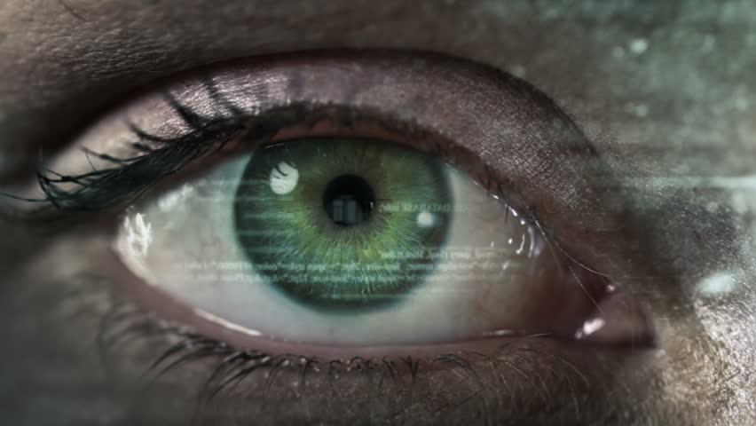 Female eye with program code. Futuristic. Technology. Dark. Green and brown. Eye close-up with computer data appearing. 2 colors in 1 file. | Shutterstock HD Video #13807175