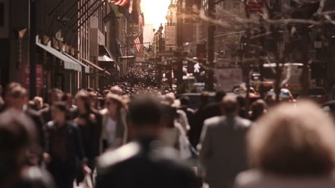 Crowded street. New York City. US. People walking in busy street of Manhattan.
