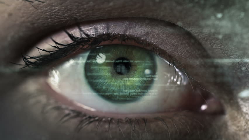 Female eye with program code. Futuristic. Technology. Dark. Eye close-up with computer data appearing. 2 colors in 1 file. | Shutterstock HD Video #13807223