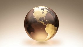Globe. Luma matte. Brown. Spinning Earth over white background.