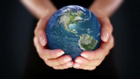 Female hand holding a realistic Earth. Starting in Europe. Hands with spinning Earth. The Earth globe start showing Europe and it is loopable from frame 98 to frame 547.