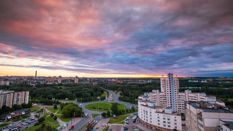 Minsk Bangalore square Cloudy sunset Timelapse 4K