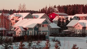 Beautiful cozy color houses in Finland.