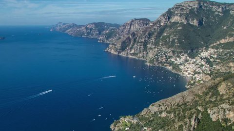 The stunning panorama of the Amalfi coast from the Path of the gods displayed with an amazing time lapse