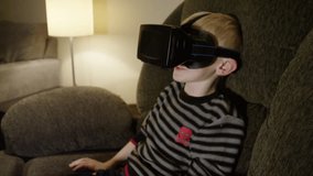 Child using virtual reality headset - the future of entertainment and immersive story telling
