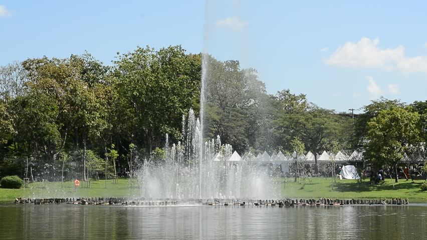 water fountain in beautiful scenic botanical garden