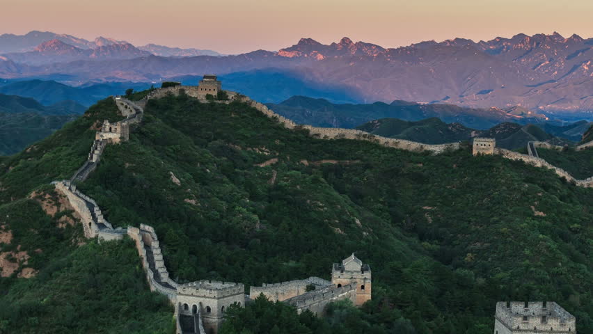 Sunrise of Great Wall of China (Time-Lapse Video). Aerial view of Jinshanling Great Wall near Beijing, China.  - >>> Please search similar: " ChinaGreatWall " .