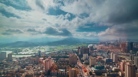 Shenzhen, China City Summer Day Panorama 4K Timelapse