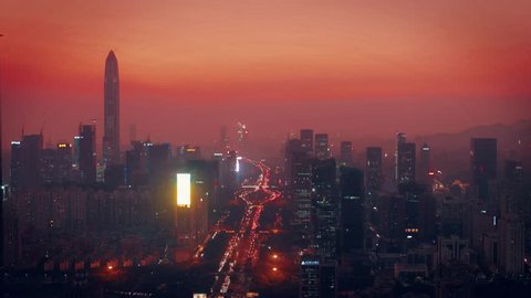 Shenzhen, China Evening City Timelapse