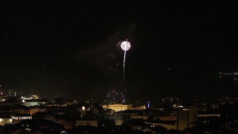 Timelapse of festive fireworks igniting the sky