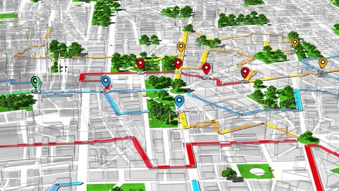Localization Gps Navigation Path Finding City Stock Footage Video (100% ...