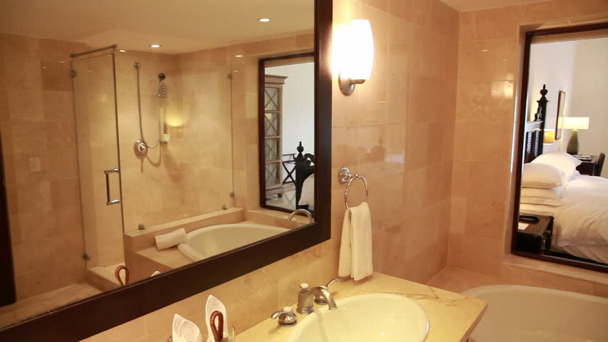 Interior of the toilet and bathroom in a modern hotel without people. 