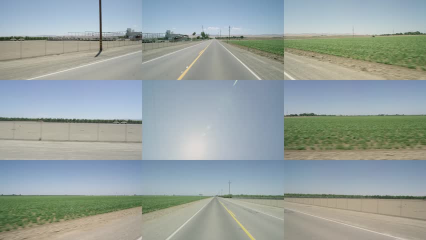 Farmland: Stanislaus County, CA USA Set 1 - Hero Composite: Car travels W on country road on a clear day with no traffic. Shot on RED Dragon.