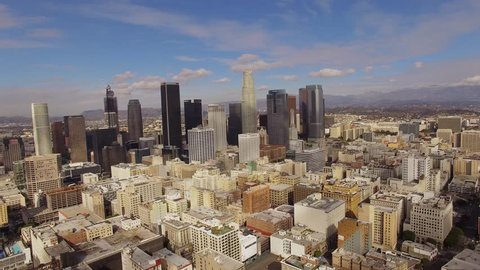 Aerial Sunny weather Downtown Los Angeles