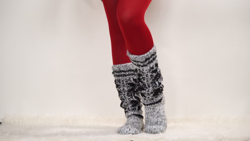 red wool tights