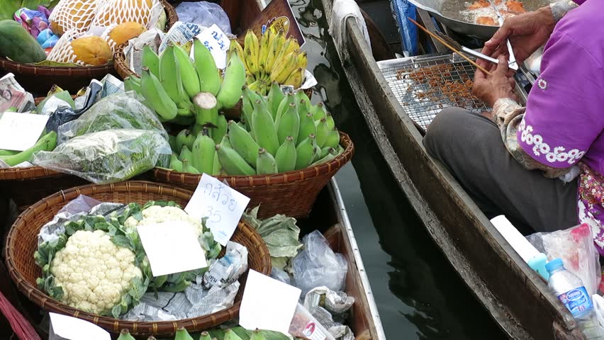 Selling bananas, Floating Market, Thailand