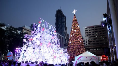 Christmas tree in city