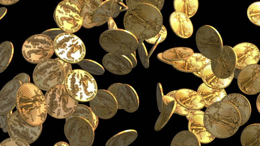 Gold Coins Falling with Black Background HD 1080i