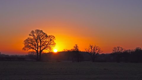 British Landscape morning sunrise over winter countryside landscape time lapse - Staffordshire, England: January 2016 - 02666698