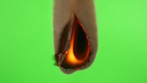 Burning Green Screen on a Black Background