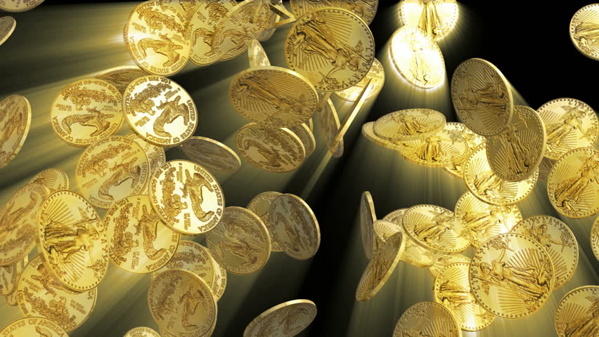 Gold Coins Shining background 3D Render HD. 1080i. 