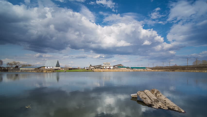 Movement of the clouds over the lake. 