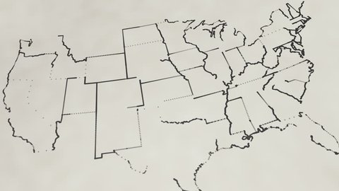 Pencil sketch of the United States map (Animation)