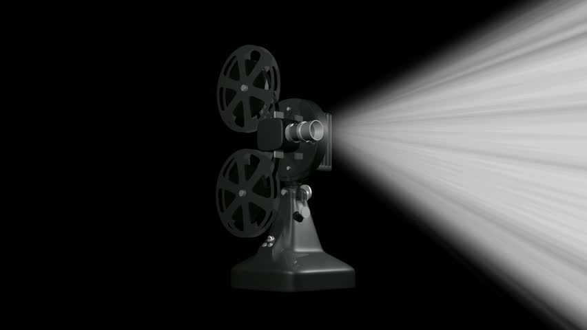 Antique film projector. 3D Animation. HD 1080i. Seamless loopable.