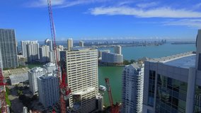 Aerial video of Brickell construction developments 4k