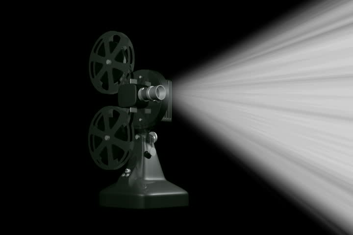 Antique film projector. 3D render. NTSC interlaced. seamless loopable.