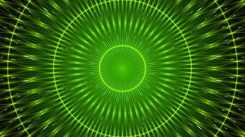 green abstract background, kaleidoscope light, loop