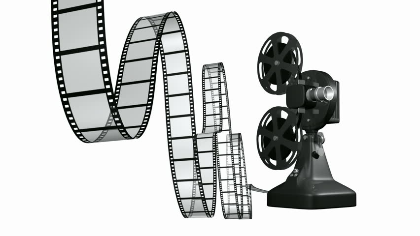 Projector playing film with on white background seamless loopable HD 1080i. 3D