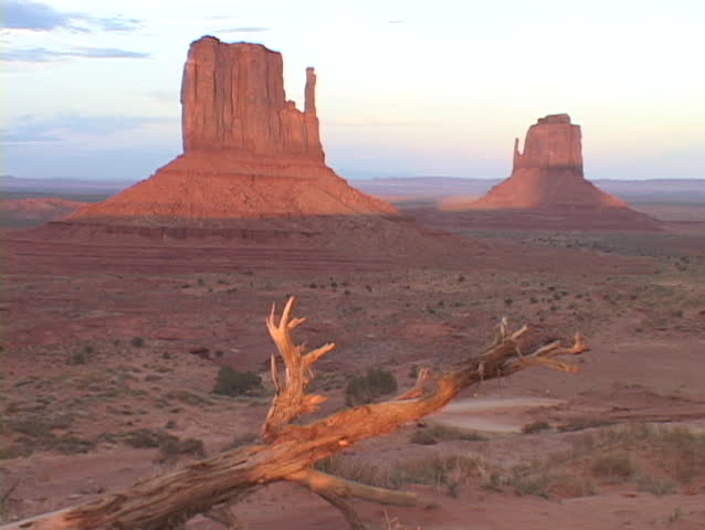 The Mitten Buttes stand tall in the desert.