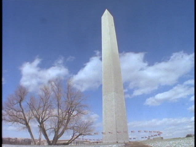 Snow covers the grounds of the United States White House.