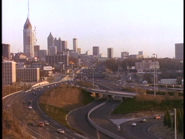 Traffic moves along the freeway in Atlanta, Georgia.