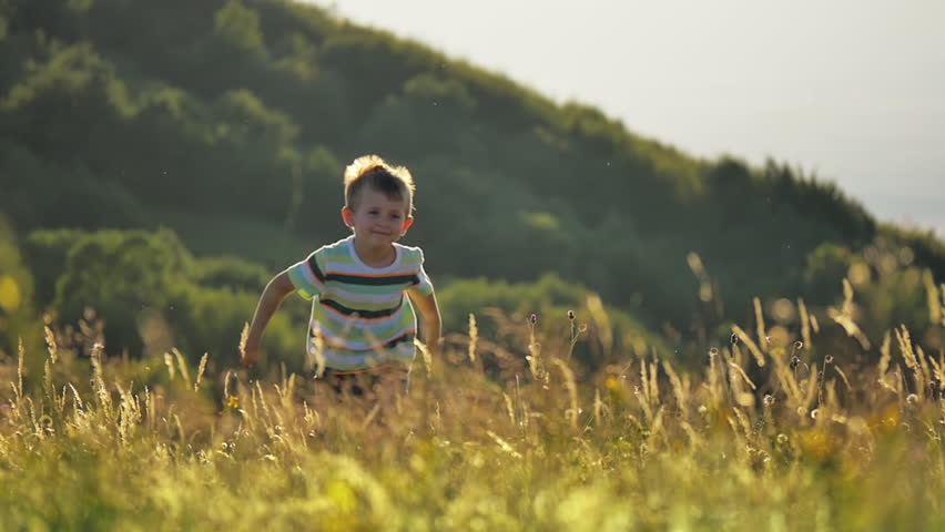 Happy Little Boy Run Nature Footage Video (100% Royalty-free) 13963730 |