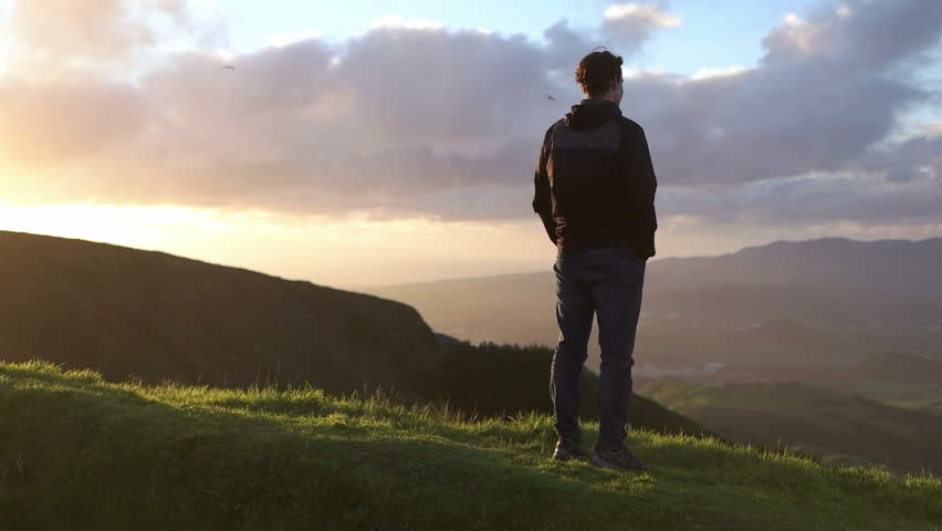 Caucasian Man Watching Birds in Stock Footage Video (100% Royalty-free ...