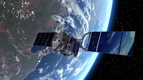 Satellite Deploys Solar Panels In Space. 3D Animation.