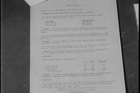 CIRCA 1960s - An Interrogator Guide book, a counterintelligence black list, aerial photographs, maps and other reports placed on a table are to assist interrogators in upcoming interrogations in 1968.