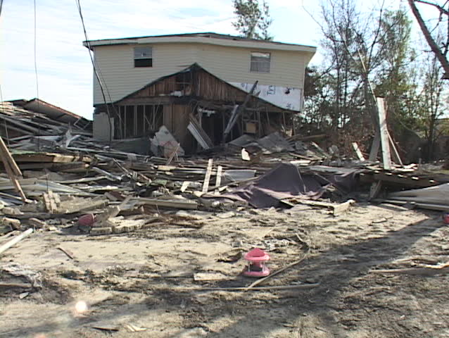 A Mississippi home shows the destruction following Hurricane Katrina. | Shutterstock HD Video #1400500