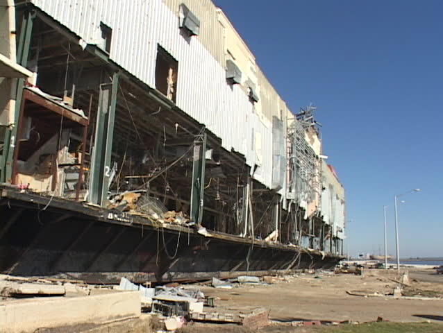 A damaged casino near Biloxi, Mississippi shows the destruction of Hurricane Katrina.