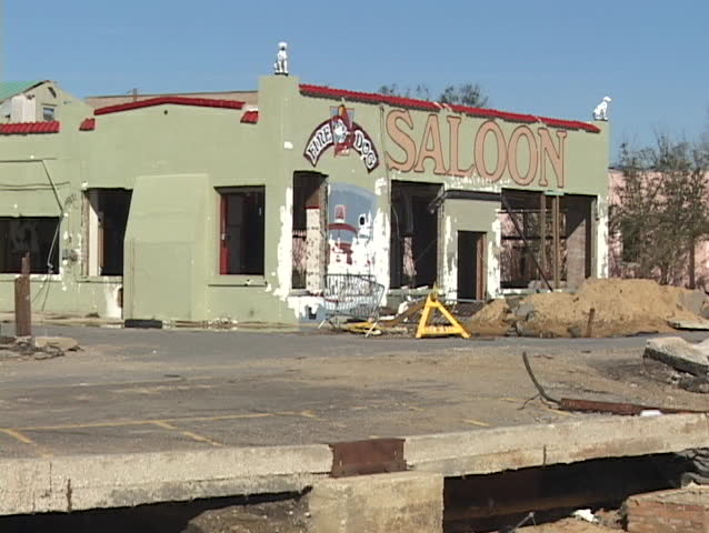 A Mississippi coastal town shows the destruction caused by Hurricane Katrina.