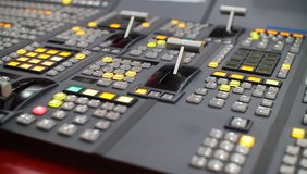 Professional video switcher setup video switching board before live television broadcast 