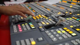 Professional video switcher setup video switching board before live television broadcast 