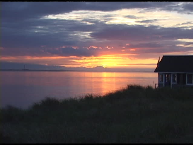 Long-shot of golden-hour over Cape Cod, Massachusetts.