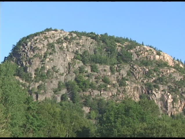 Establishing-shot of a beach in Acadia National Park, Maine.