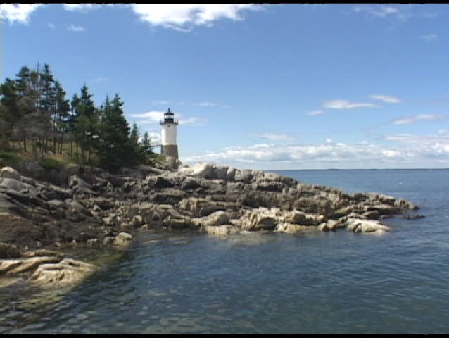 Medium shot of a lighthouse at Acadia National Park.
