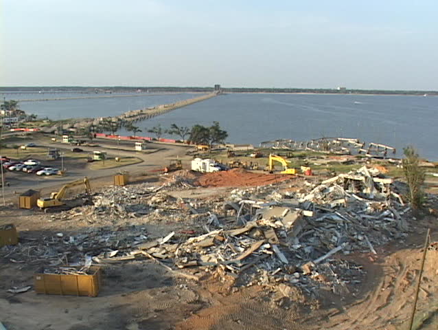 Hurricane Katrina destruction shows along the Gulf Coast of Mississippi.