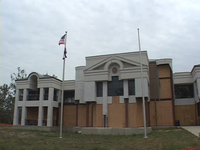A Baptist Church stands in ruins along the Gulf Coast of Mississippi following Hurricane Katrina.