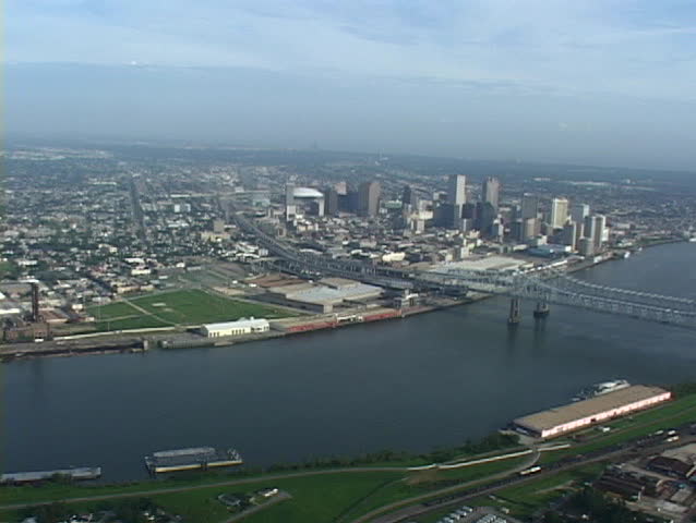 The Greater New Orleans Bridge spans the Mississippi River in New Orleans, Louisiana.